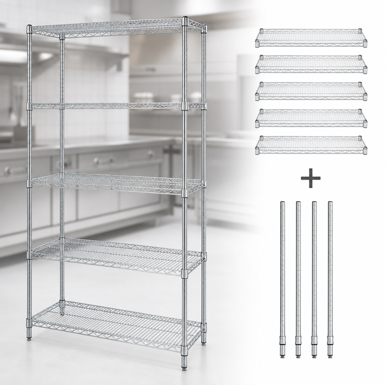Product image #3 for Quantum 30"W x 14"D x 54"H 304 Stainless Steel Stationary Wire Shelving Starter Kit