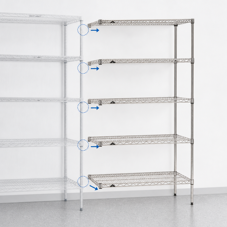 Product image #3 for Metro Super Erecta Brite 5-Shelf Add-On Wire Shelving Unit, 24"W x 18"D x 74"H