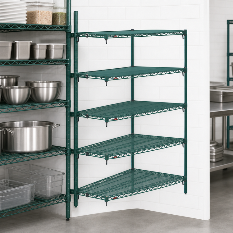 Product image #4 for Metro Super Adjustable Super Erecta Add-On Wire Shelving Unit, 24"W x 21"D x 74"H, 5 Shelves, Metroseal 3 Green Epoxy-Coated Finish