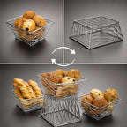 Thumbnail image #3 for American Metalcraft Birdnest BNRB46C Chrome-Plated Square Wire Serving Basket/Riser, Invertible, 6-Inch Top x 4-Inch Bottom Case of 36