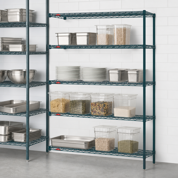 Product image #3 for Metro Super Erecta 48"W x 18"D x 63"H Add-On Wire Shelving Unit, 4 Shelves, Metroseal 3 Epoxy Finish