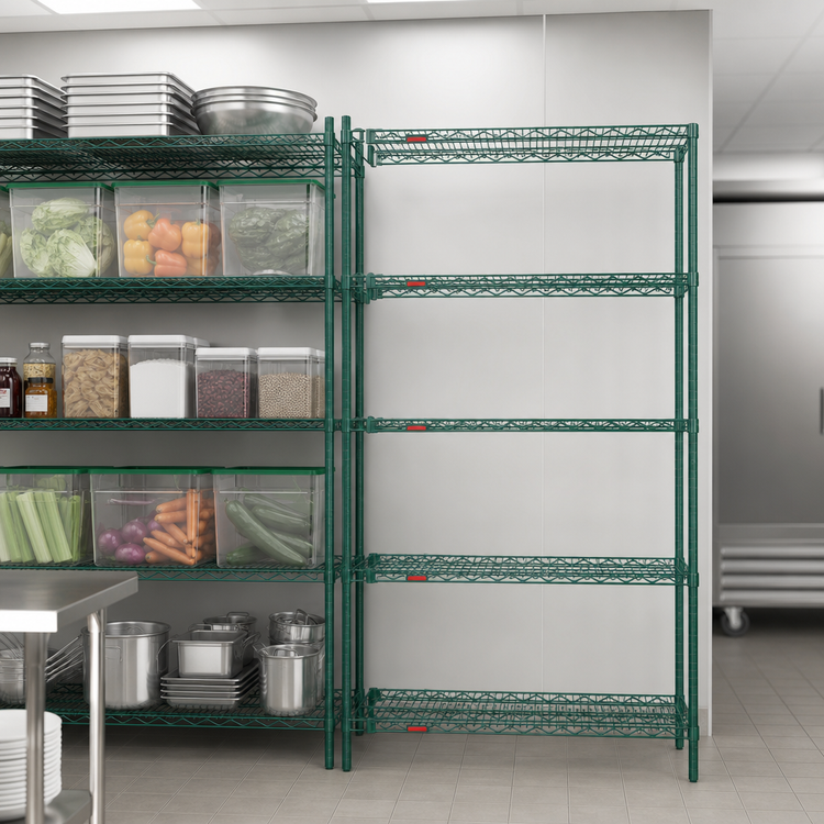 Product image #3 for Eagle Valu-Gard 5-Tier Add-On Wire Shelving Unit, 24" x 24" x 74", Green Epoxy