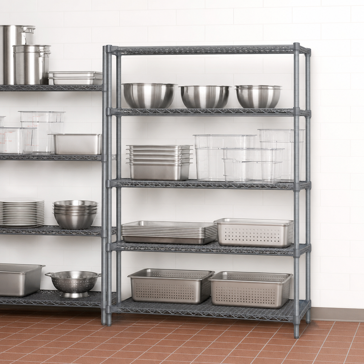 Product image #3 for Eagle Valu-Master 42-Inch W x 18-Inch D x 63-Inch H 4-Tier Add-On Wire Shelving Unit, Pewter Gray Epoxy Finish