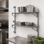 Thumbnail image #3 for Metro Super Erecta SW43C 21-Inch Chrome-Plated Post-Type Wall-Mount End Unit, 2-Tier