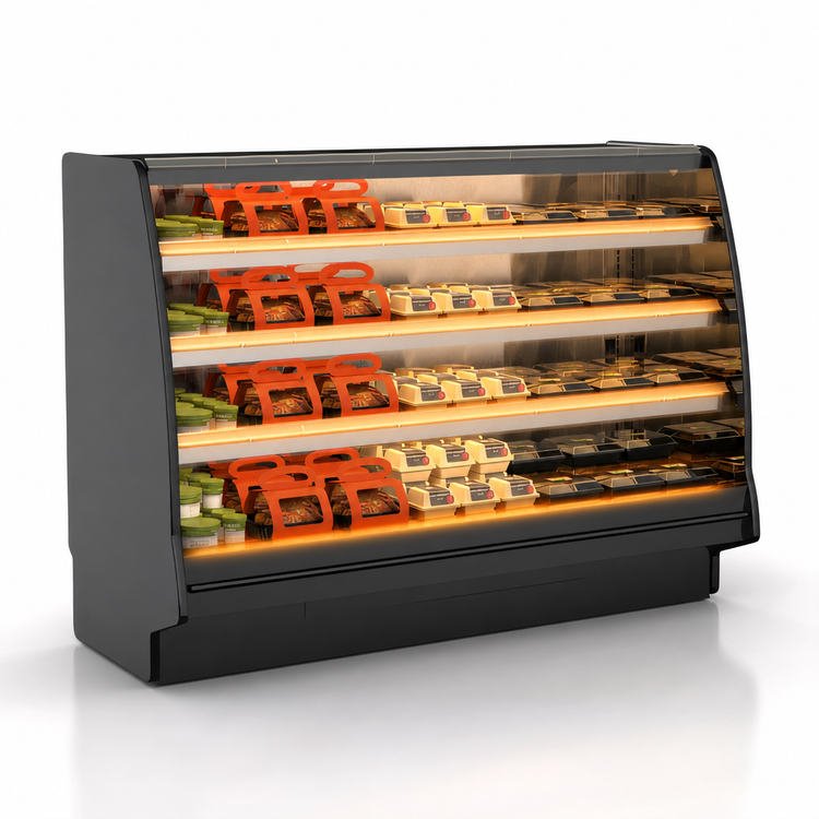 Product image #3 for Fusion® Heated Self-Service Hot Food Display Case with Heated Deck and 3 Solid Heated Shelves