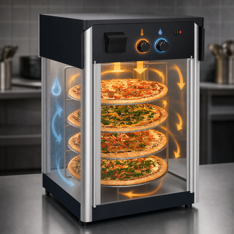 Product image #3 for Hatco Flav-R-Fresh® FDWD-2 Pass-Thru Countertop Holding & Display Cabinet, 2-Door, 4-Tier Rotating Rack