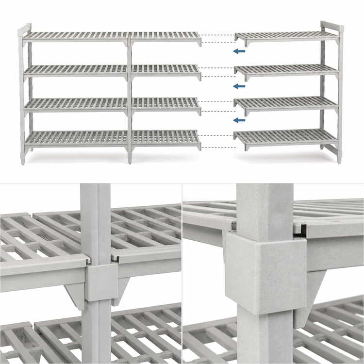 Product image #4 for Cambro Camshelving Premium 5-Shelf Vented Add-On Polymer Shelving Unit, 24 x 21 x 72 Inches, Speckled Gray