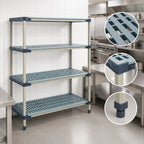 Thumbnail image #3 for Metro MetroMax 4 X466G4 Stationary 4-Shelf Polymer Starter Shelving Unit, 60"W x 21"D x 63"H, Blue