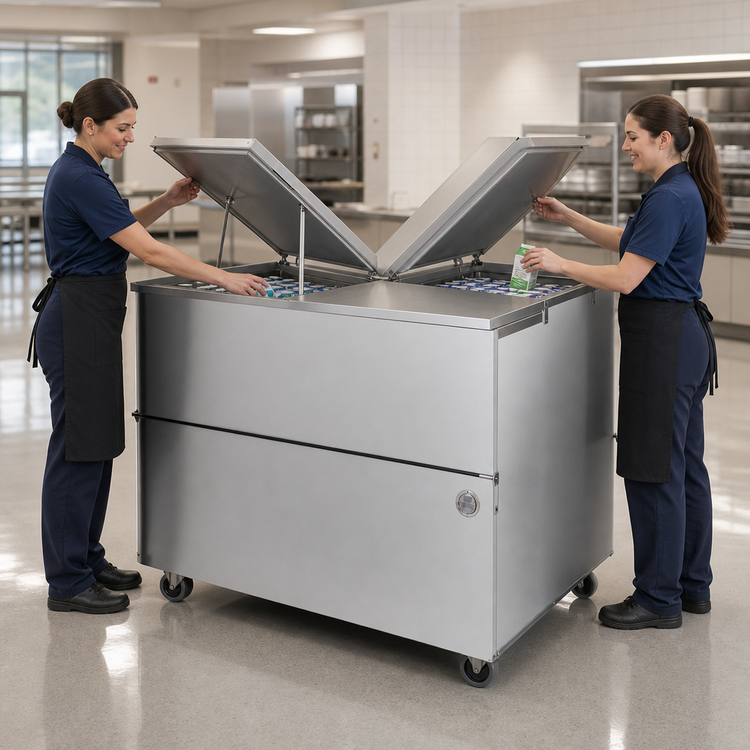Product image #3 for 49-Inch Wide Dual-Access School Milk Cooler, Stainless Steel, 18.97 Cu. Ft., Cold Wall