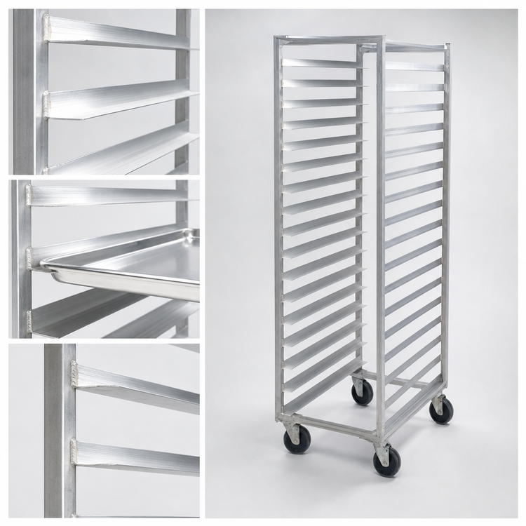 Product image #3 for Aluminum Fixed Angle Side-Loading Pan Rack for 16 Full-Size 18 x 26 Trays
