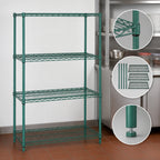 Thumbnail image #3 for Quantum WR54-1436P Wire Shelving Starter Unit, 36W x 14D x 54H, Stationary, 4 Shelves, Green Epoxy Finish