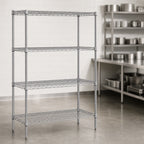 Thumbnail image #3 for Quantum WR86-1442C Stationary Wire Shelving Starter Unit, 42"W x 86"H, Chrome, 4 Shelves, 4 Posts