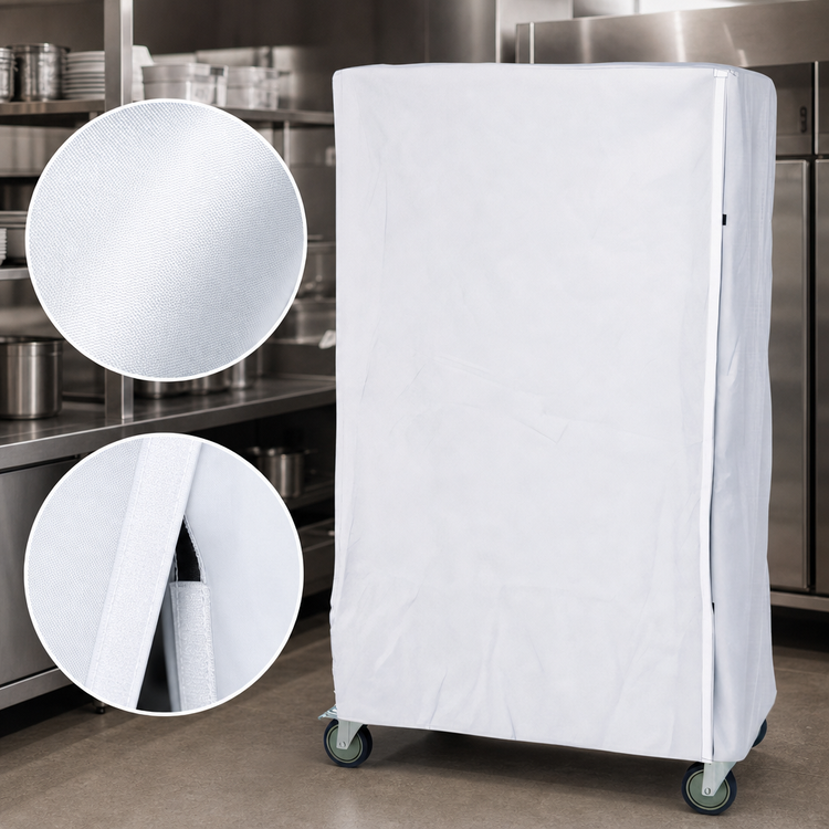 Product image #3 for Quantum 18 Inch D x 48 Inch W x 63 Inch H White Nylon Wire Cart Cover with Velcro Flap
