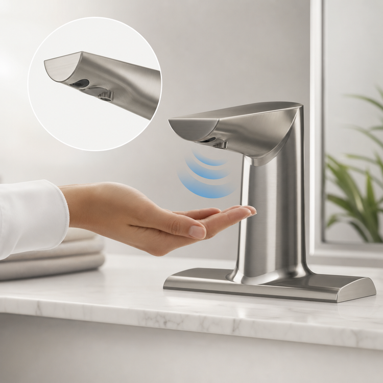 Product image #3 for T&S Brass WaveCrest Electronic Sensor Lavatory Faucet, Single-Hole Deck Mount, Brushed Nickel, 0.5 GPM