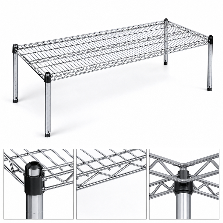 Product image #3 for Eagle Group PF1836-C-X 36 Inch x 18 Inch Chrome Wire Dunnage Rack with QuadTruss Design