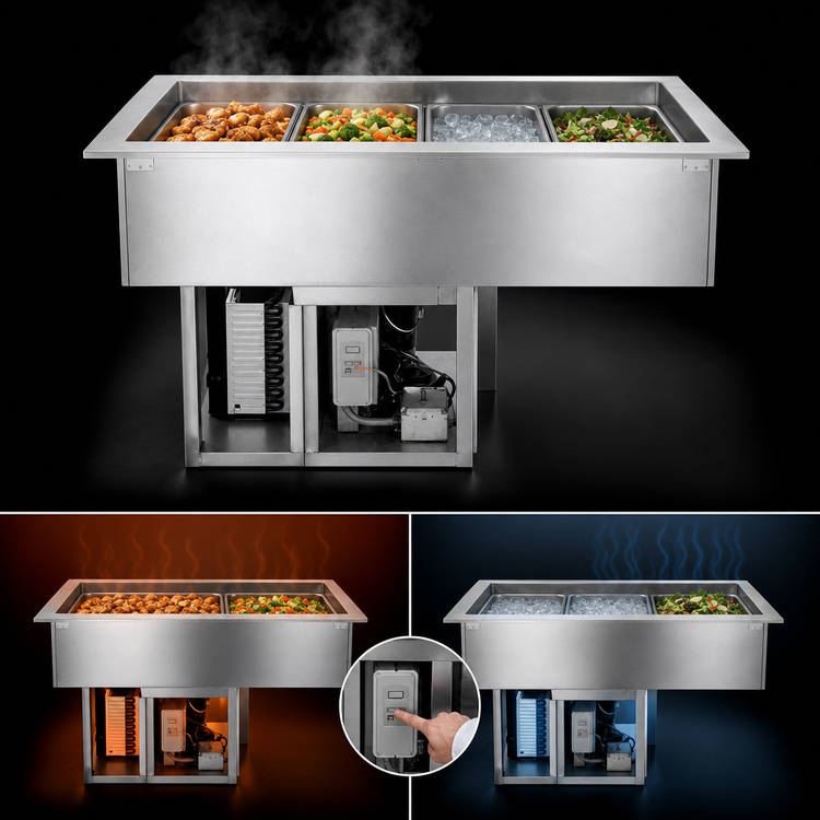Product image #3 for Wells HRCP-7400 60-Inch 4-Pan Hot/Cold Self-Contained Drop-In Food Well