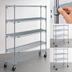 Thumbnail image #3 for Metro Super Erecta Super Adjustable Wire Shelving Stem Caster Cart, 5 Shelves, 48 x 18 Inches, Chrome Finish