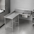 Thumbnail image #3 for Klinger's Trading DTS3064L-ISLAND Island Corner Soiled Dishtable, Left-to-Right, 30" Working Depth, 10" Backsplash, 20" x 20" x 5" Sink