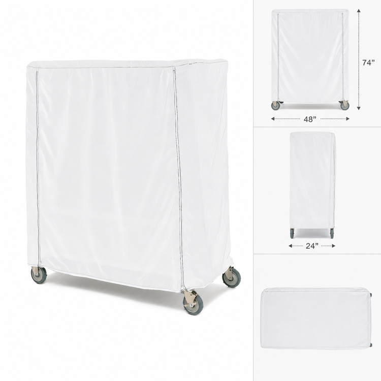 Product image #3 for Metro White Polyester Banquet Cart Cover with Velcro Fastener, 48 x 24 x 74 Inches