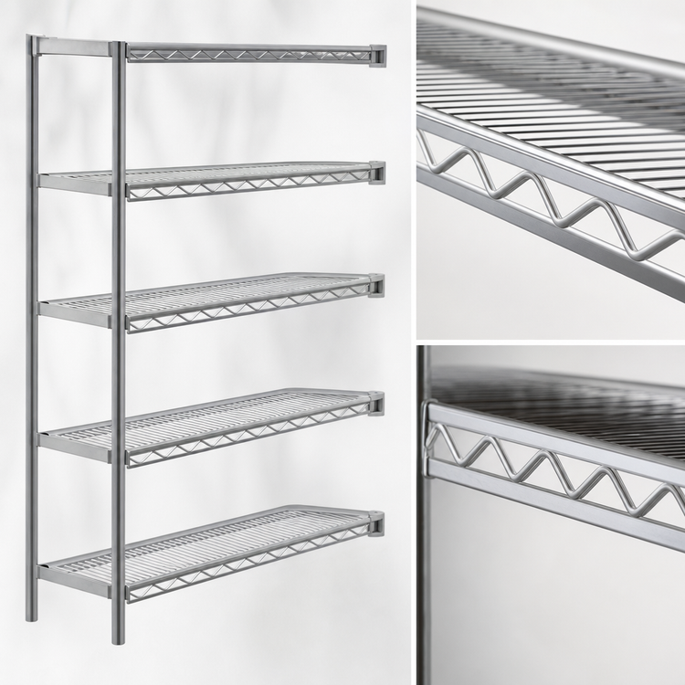 Product image #3 for EAGLEbrite 5-Tier Add-On Wire Shelving Unit, 48 x 18 x 86 Inches, Zinc Finish