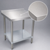 Thumbnail image #3 for BK Resources 30 x 30 Inch 18/430 Stainless Steel Corner Work Table with 1-1/2 Inch Rear Riser and Galvanized Undershelf