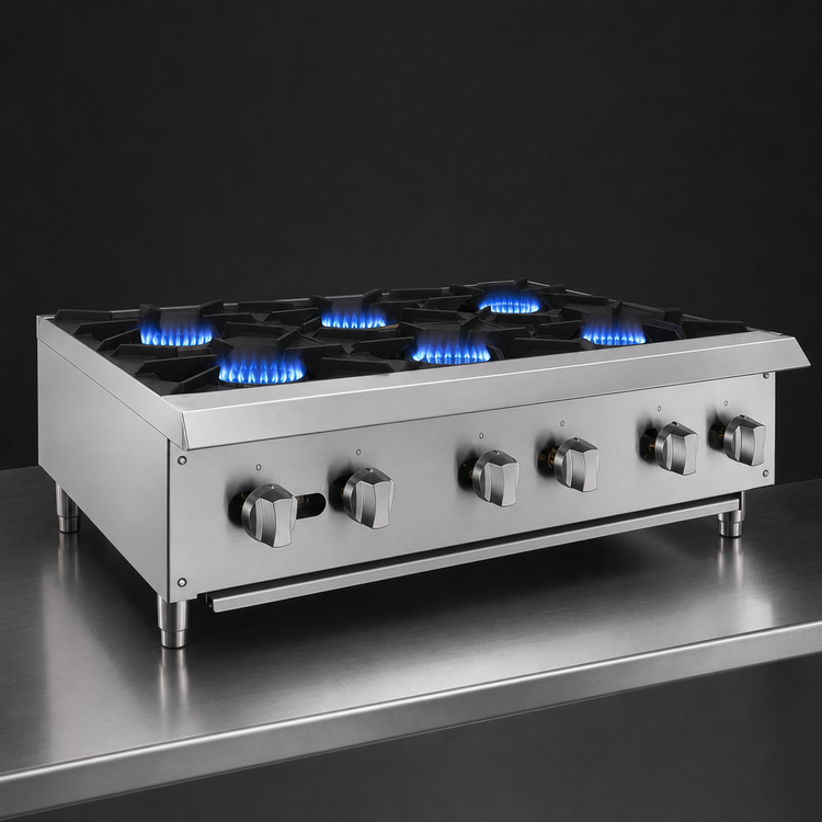 Product image #4 for General 36-Inch Countertop Gas Hot Plate with 6 Cast Iron Burners, Natural Gas/LP Convertible