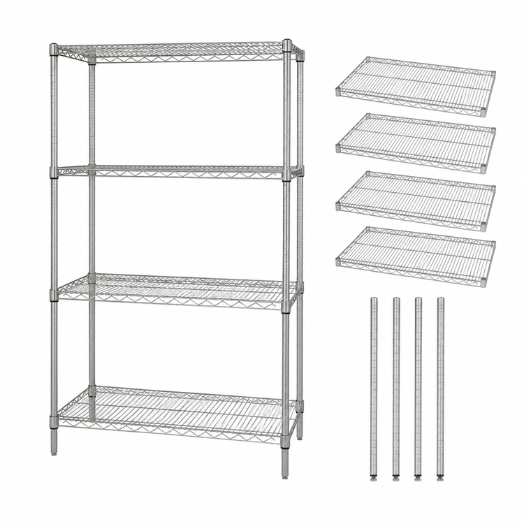 Product image #3 for Quantum 48" x 18" x 74" Stationary Wire Shelving Starter Kit