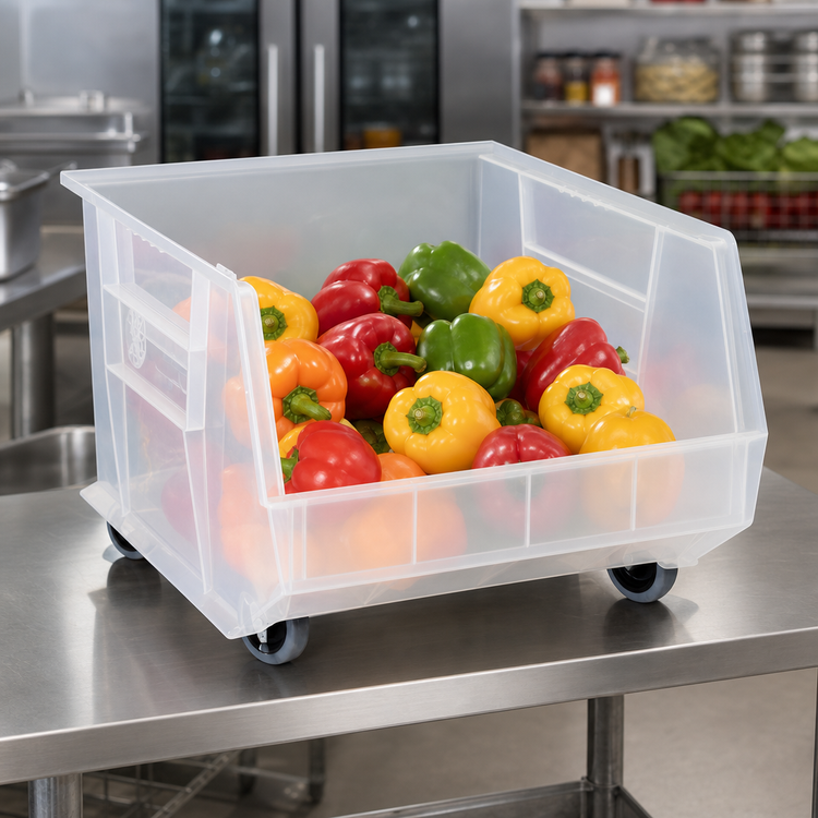 Product image #3 for Quantum Clear Stack and Hang Shelf Bin with Casters, 16-1/2 x 18 x 11 Inches