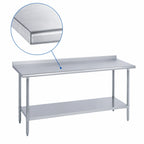 Thumbnail image #3 for Duke Manufacturing 316S-36120-2R Stainless Steel Work Table, 120"W x 36"D, 16-Gauge 300 Series Top, 1-1/8" Riser, Undershelf