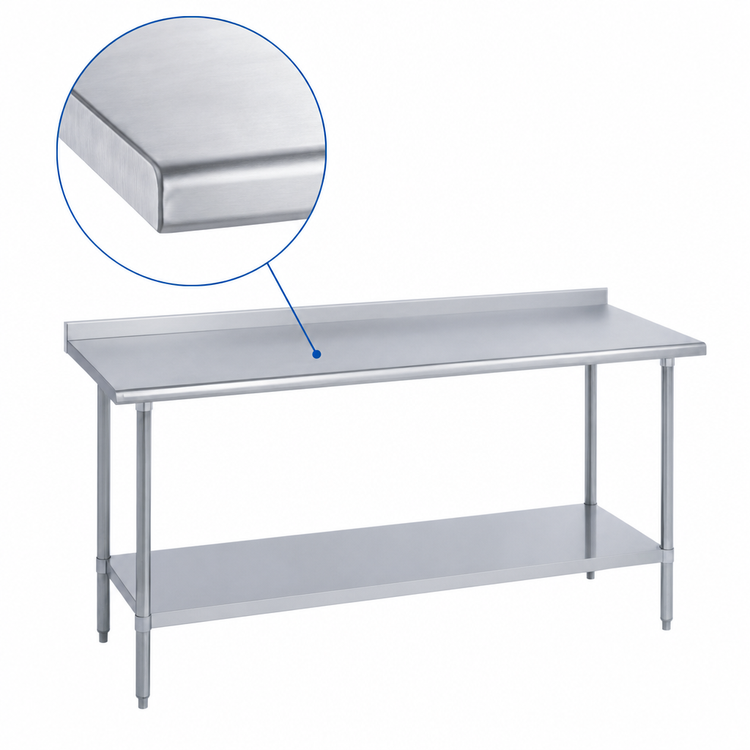 Product image #3 for Duke Deluxe Stainless Steel Work Table with 1-1/8" Straight Riser, 120" x 36"