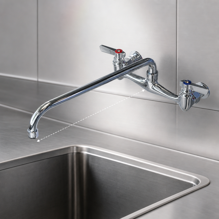 Product image #3 for Advance Tabco K-112 12-Inch Heavy Duty Splash Mount Swing Spout Faucet
