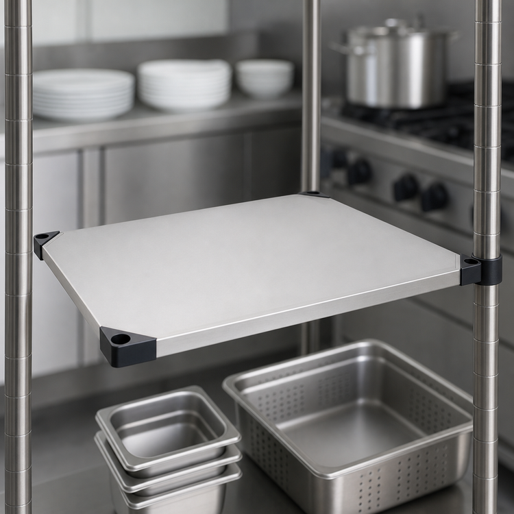 Product image #3 for Omcan Stainless Steel Solid Shelf, 36 x 24 Inches, 450 lb Capacity