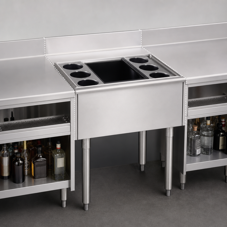 Product image #3 for Eagle Group 2200 Series Modular Underbar Cocktail Unit with 7-Circuit Cold Plate and 8-Inch Ice Bin