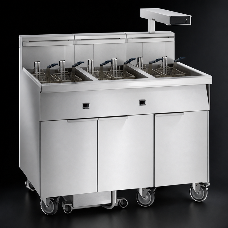 Product image #3 for Imperial Electric Floor Model 4-Battery Fryer with Built-In Filter System, 75 lb. Per Tank