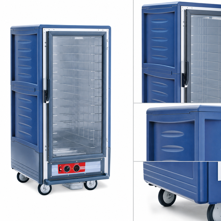 Product image #3 for Metro C5 3 Series 3/4 Height Heated Holding Cabinet, Blue Insulation Armour, Clear Door, Lip-Load Slides, Low Watt