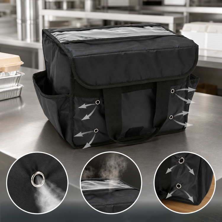 Product image #3 for Deluxe Ventilated Sandwich Delivery Bag, 15 x 9 x 12 Inches, Black Nylon