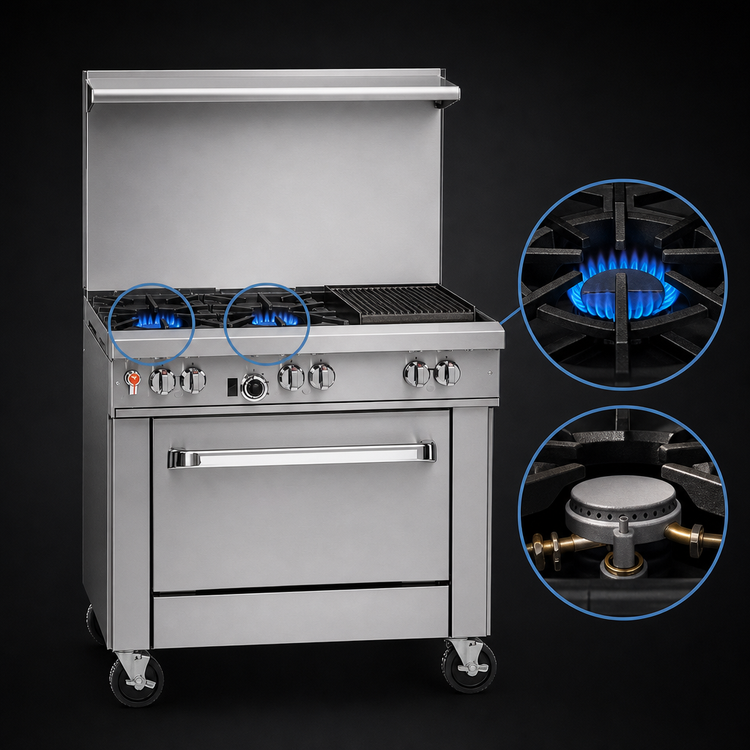 Product image #3 for Southbend Ultimate 36-Inch Gas Restaurant Range with 2 Non-Clog Burners, 24-Inch Charbroiler, and Convection Oven