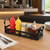 Thumbnail image #3 for 12-3/4 Inch Rectangular Black Metal Condiment Rack with Handles