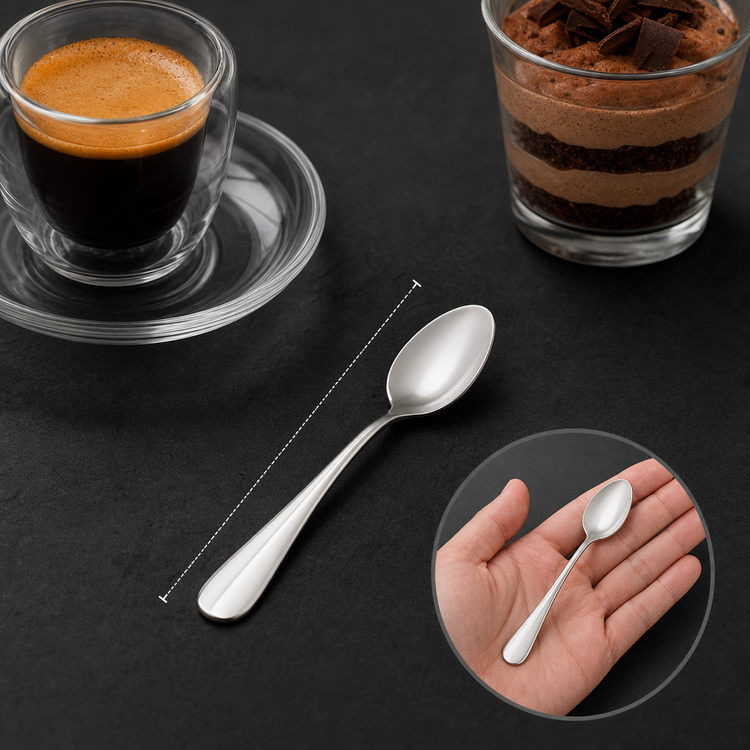 Product image #3 for Baguette Extra-Heavy Weight 18/8 Stainless Steel Demitasse Spoon, 4-3/8 Inch, Mirror Finish