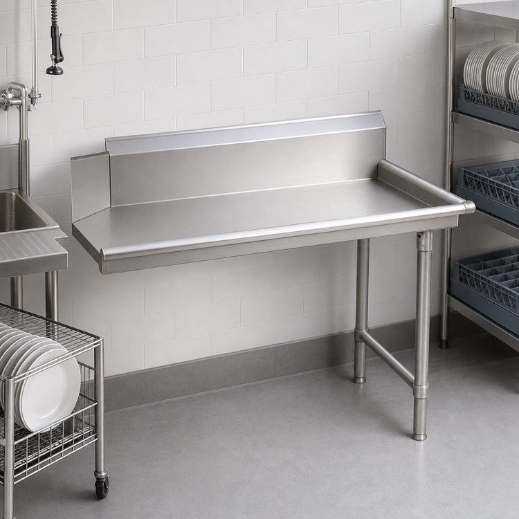 Product image #3 for John Boos JDTC-20-24L-X Straight Stainless Steel Dish Table, 24 x 30 x 44 Inch, 10-Inch Boxed Backsplash, Right-to-Left Operation