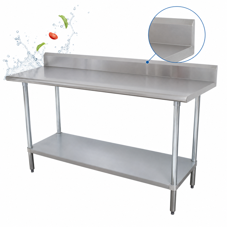 Product image #3 for Advance Tabco Special Value 30"W x 24"D Stainless Steel Work Table with 5" Backsplash and Adjustable Undershelf