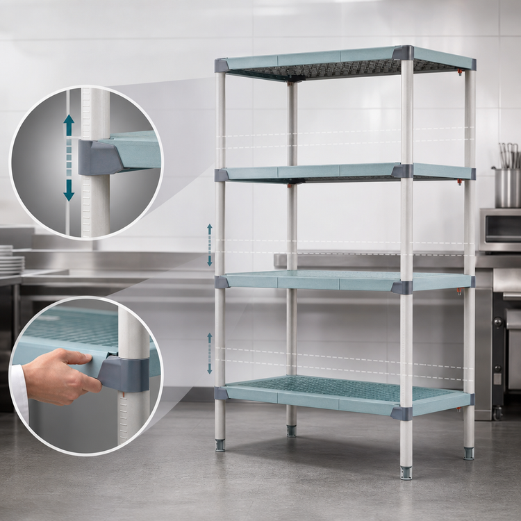Product image #3 for MetroMax Q 4-Shelf Stationary Polymer/Wire Starter Shelving Unit, 36W x 21D x 63H