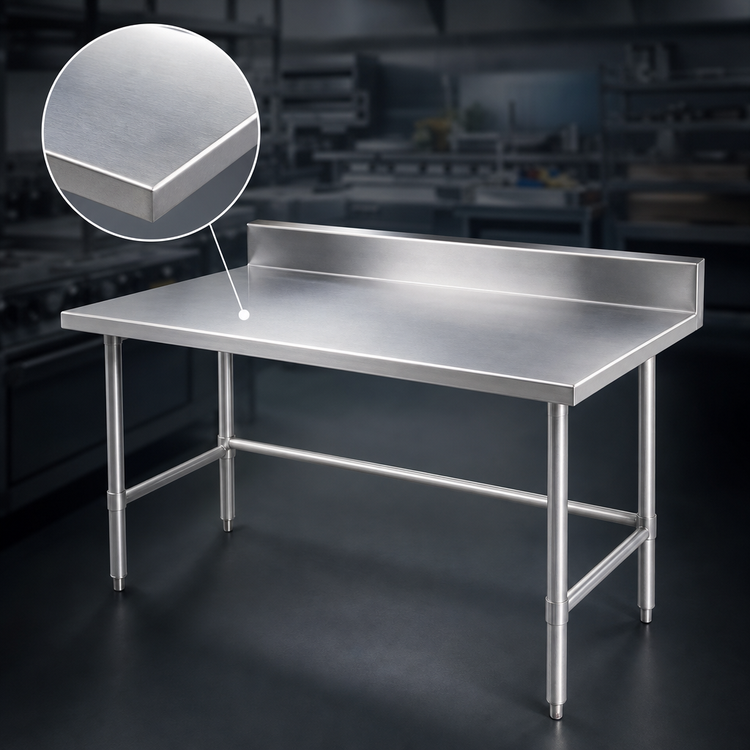 Product image #3 for Advance Tabco 120" x 24" 16 Gauge 430 Stainless Steel Work Table with 5" Backsplash