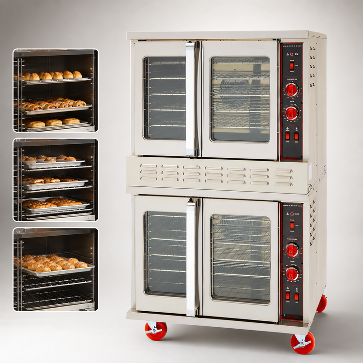 Product image #4 for American Range Majestic Double-Deck Bakery-Depth Electric Convection Oven with 50/50 Glass Doors