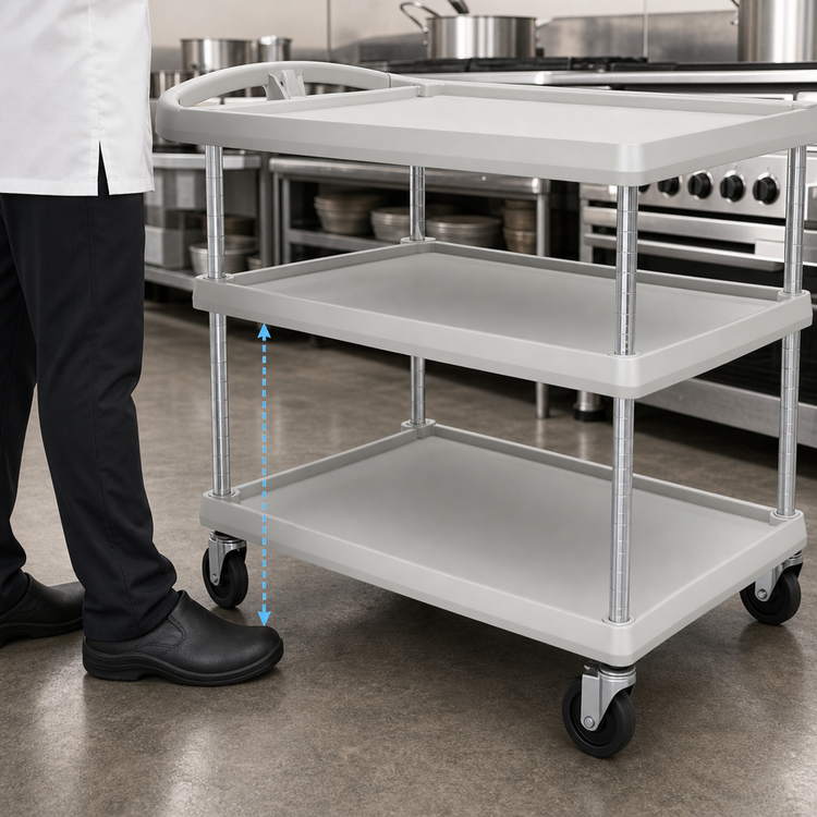 Product image #3 for Metro myCart Series 26 x 36 in. Gray 3-Shelf Polymer Utility Cart