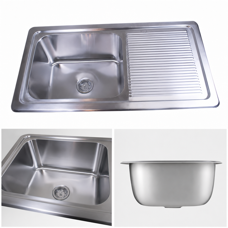 Product image #3 for BK Resources 1-Compartment Deep Drawn Drop-In Sink with 18-Inch Drainboard