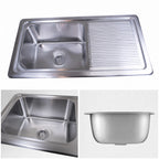 Thumbnail image #3 for BK Resources DDI-20161224-1D 1-Compartment Deep Drawn Drop-In Stainless Steel Sink with Reversible 18-Inch Drainboard