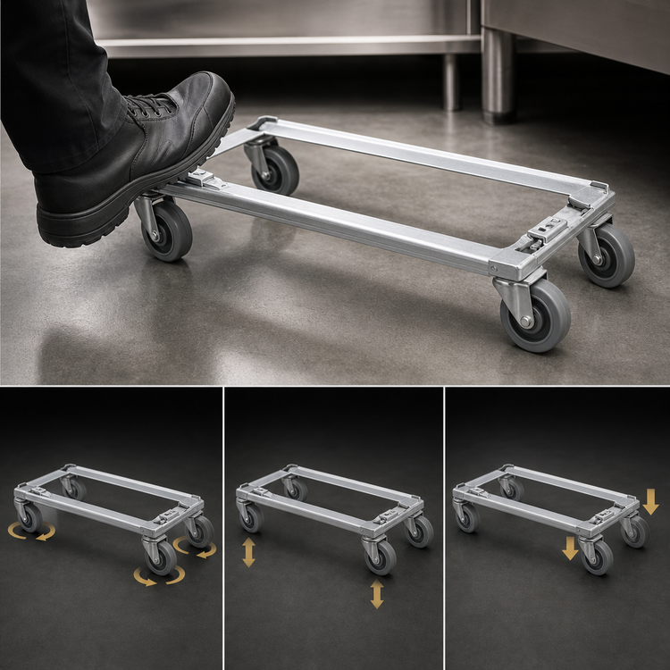 Product image #3 for Metro Brake Lock/Swivel Lock Combination Caster Set for 24-Inch Deep Dollies, 6-Inch Polyurethane Wheels, 600 Lb. Capacity