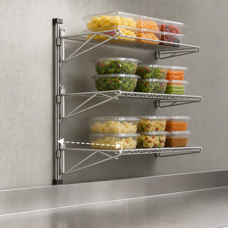 Product image #3 for Eagle Valu-Gard Adjustable Post Wire Wall Mount Prepackaged End Unit for 14-Inch Shelves, 54-Inch High