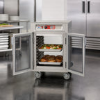 Thumbnail image #3 for Metro C5 C565-SFC-UPFC Mobile Half-Height Pass-Thru Heated Holding Cabinet with Glass Doors, 8 Sheet Pan or 16 Hotel Pan Capacity